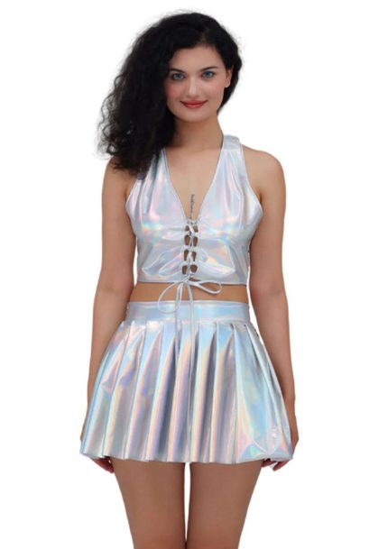 Sexy Metallic Skirt Set