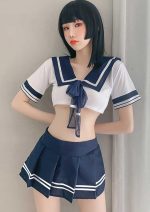 Anime Sailor Crop Top and Skirt Set