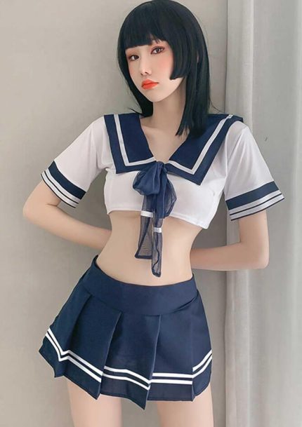 Anime Sailor Crop Top and Skirt Set
