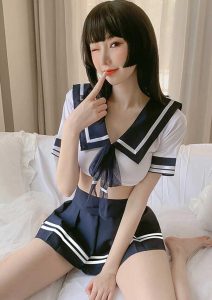 Anime Sailor Crop Top and Skirt Set