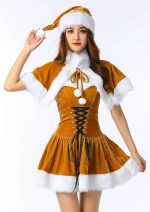 Yellow Naughty Elf Costume Set Adult Velvet