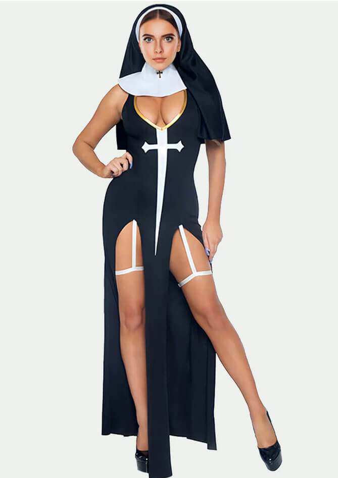 Sexy Nun Costume Nun Habit Cosplay (1) Sexy Nun Costume Nun Habit Cosplay Outfits Black Scary Sinner Halloween Costumes