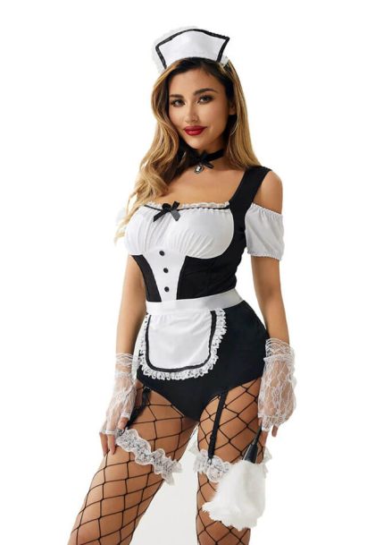 Cold Shoulder French Maid Bodysuit (2)