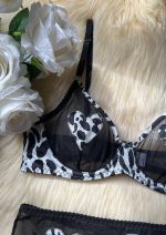 Cow Print Heart Garter Bra Set 4