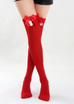 Red Opaque Thigh High Stocking with Bowknot for Christmas 2