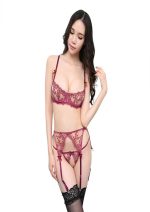 Red Sexy Floral Girly Lingerie Set