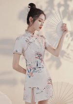Side Slit Chinese Mini Dresses (8)