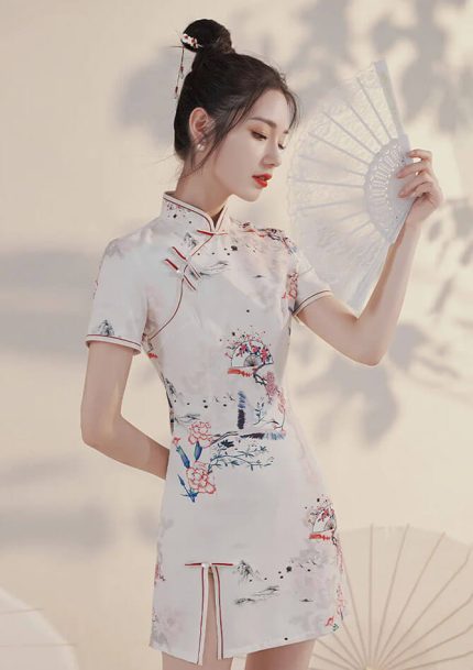 Side Slit Chinese Mini Dresses (8)