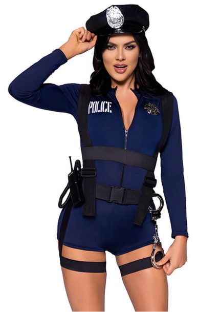 Women's Cop Costume Adult Police Romper Costume Cop Halloween Costume