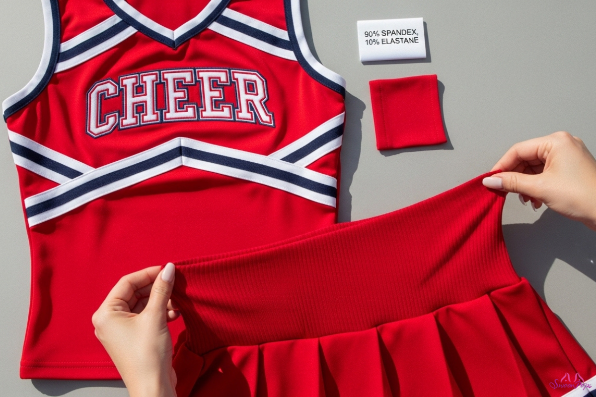 Plus size cheerleader uniform in vibrant red, featuring a classic design suitable for spirited performances.